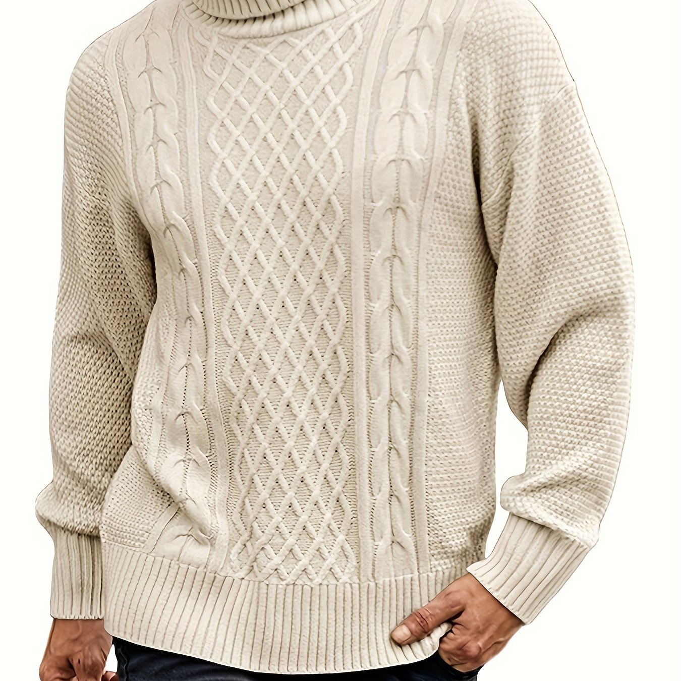 Men's Winter Turtleneck Sweater in Polyester with High Neck Regular Fit Casual and Work