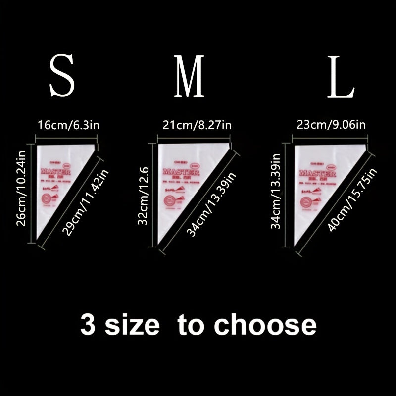 100 Premium Disposable Piping Bags for Cake Decorating, Durable Plastic