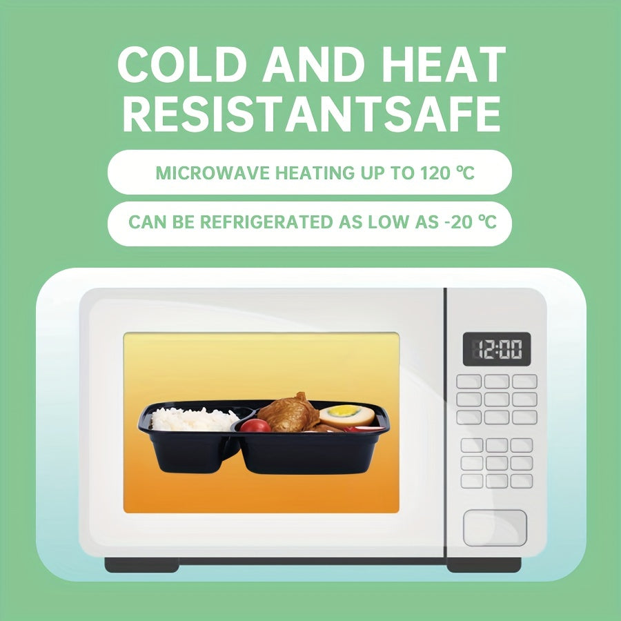 30 juegos de 50 recipientes de plástico negro para alimentos, 30 oz, a prueba de fugas, aptos para microondas