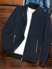 Men's Lightweight Windproof Jacket with Stand Collar Pockets for Spring Fall