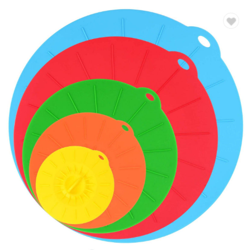 Silicone oziq-ovqat qoplamalari to'plami 5 dona, vakuum qopqog'lar, stakan qopqog'lari, yopish qopqog'lari, 30.48 sm, mikroto'lqinli pechga mos