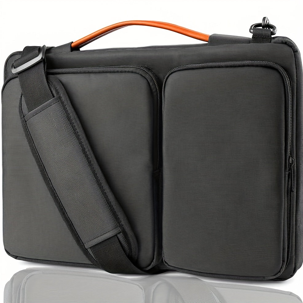 Waterproof Laptop Shoulder Bag 33-39cm with Handle and Adjustable Strap Black