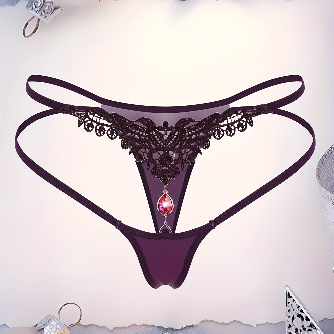 Girls Rhinestone Thong Underwear with Sparkling Design