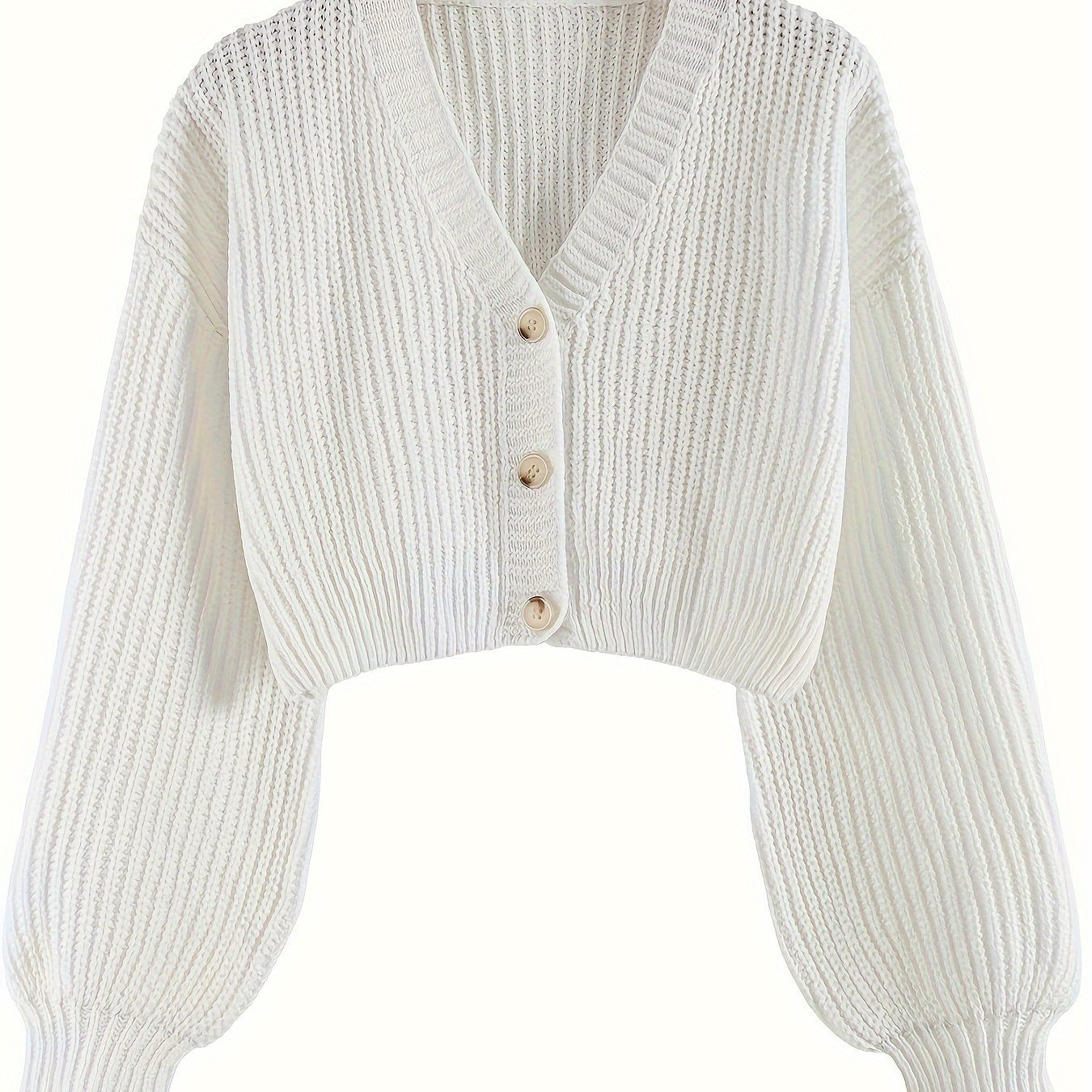 Women's Knit Cardigan Fall Winter Drop Shoulder Ribbed Button Solid Polyester
