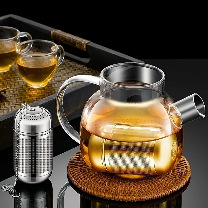 Infusor de té de acero inoxidable con gancho de cadena y tapa, colador de malla fina para hojas sueltas