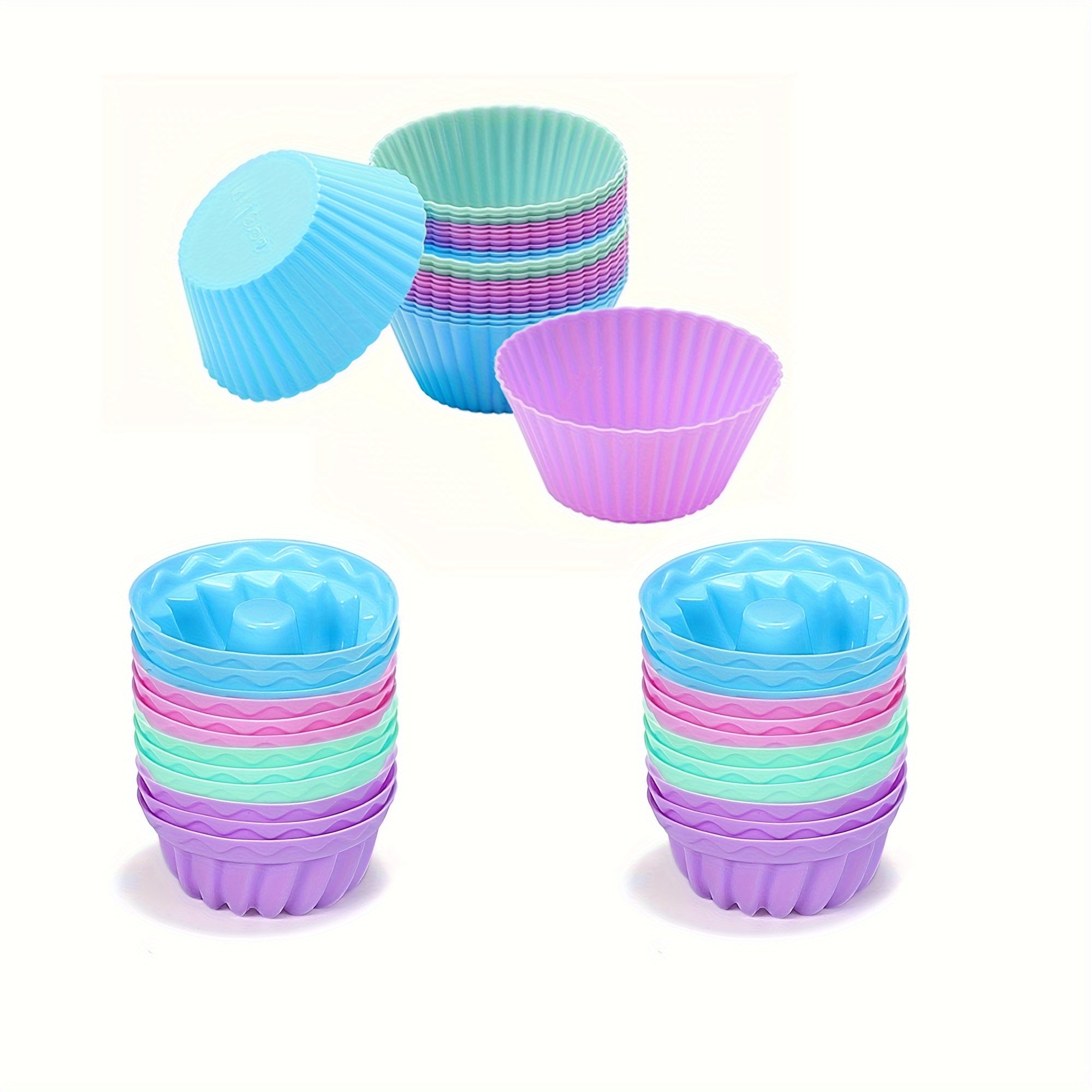 Silicone Bundt Cake Mold Set 12 Mini Fluted Cups 6.35cm Non-Stick Bakeware