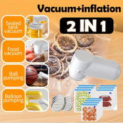 Portable Wireless Vacuum Sealer with USB Rechargeable Battery Compact Design for Kitchen Outdoor Picnics Includes 5 Reusable Food Storage Bags