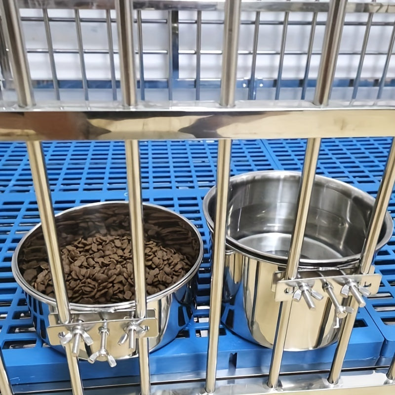 Stainless Steel Dog Bowl with Hanging Design and Screw Fixing for Cages