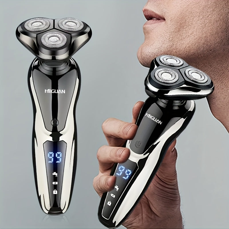 Men's Electric Razor with Nose Hair Trimmer Digital Display Rechargeable Lithium Battery