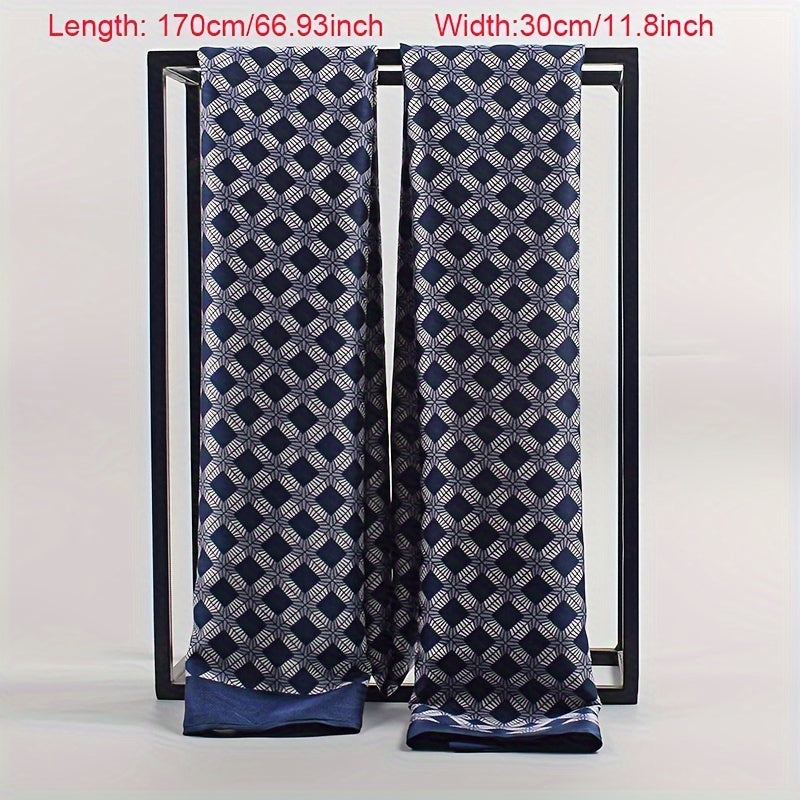 Men's Double Layered Scarf Soft Polyester Fashion Accessory Black