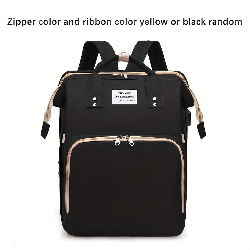 Gray Nylon Diaper Backpack with Insulated Bottle Pocket Charging Port and Mesh Side Pocket Spacious Travel Organizer