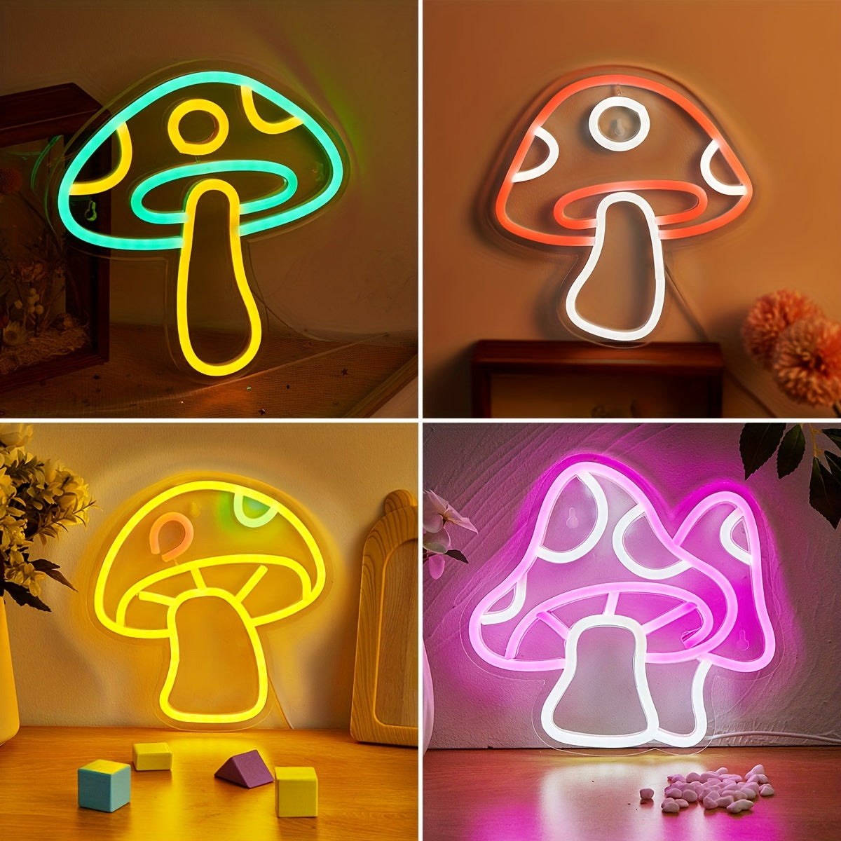 Mushroom-Shaped LED Neon Sign for Bedroom Decor Parties Weddings Holidays