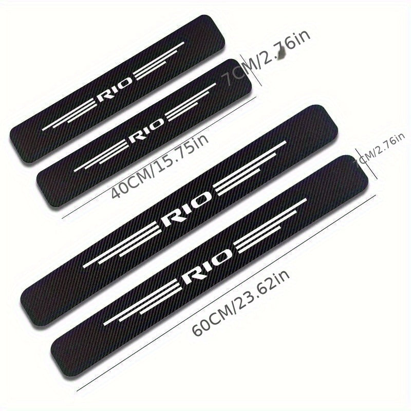 Car Door Sill Protector PVC Carbon Fiber Look Anti-Scratch Pedal Cover Guard