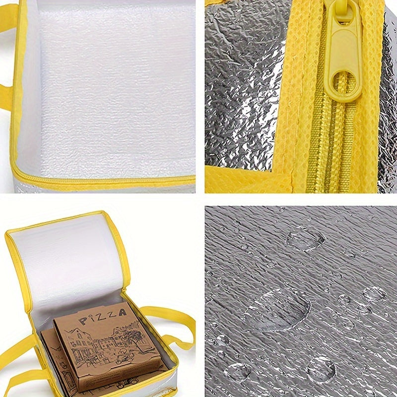 Bolsa aislada para entrega de pizza, nevera a prueba de fugas con cremallera y asa