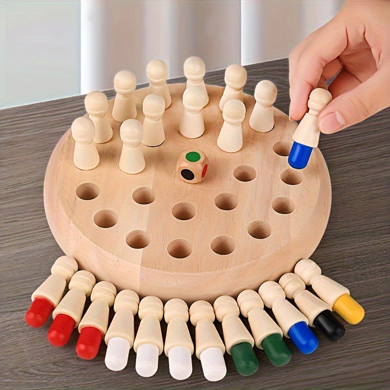 Wooden Memory Match Chess Puzzle for Kids and Adults Portable Family Strategy Game Brain Training Holiday Gift
