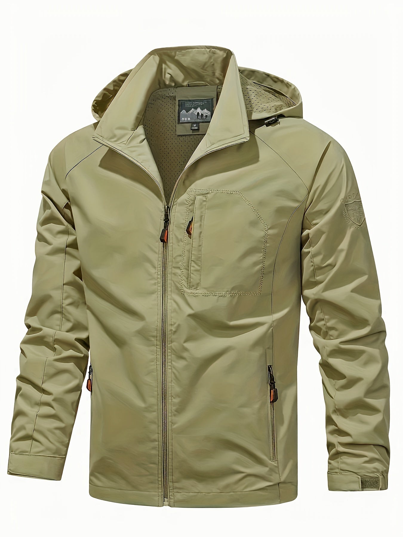 Men Hooded Softshell Jacket with Multiple Pockets Waterproof Windproof Outdoor Hiking Camping