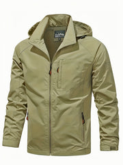 Men Hooded Softshell Jacket with Multiple Pockets Waterproof Windproof Outdoor Hiking Camping