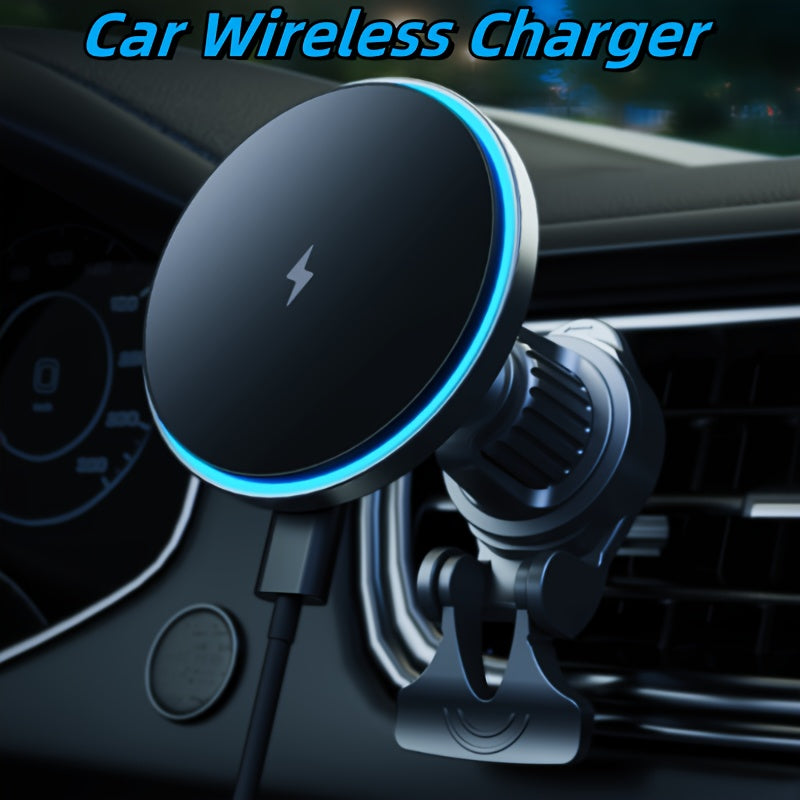 Magnetic Car Mount Charger Wireless USB-C Fast Charging for Phones