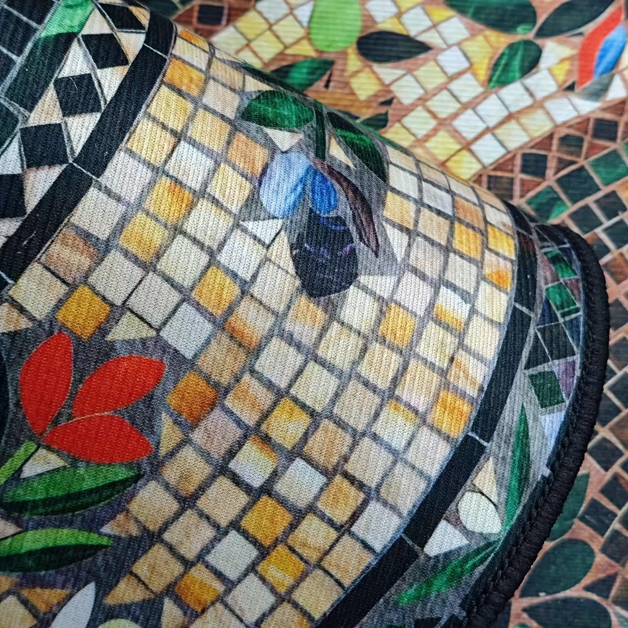 Non-Slip Floral Crystal Stone Pattern Door Mat Indoor Outdoor Durable Polyester