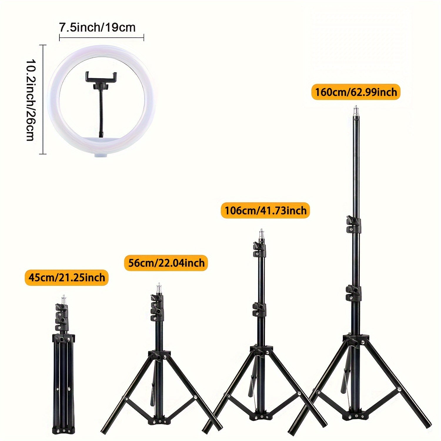 10-Inch LED Light with Extendable Tripod and Phone Holder for Selfie Makeup Video Streaming