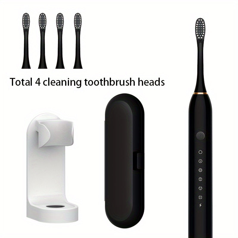 Electric Toothbrush Set for Adults, Rechargeable, 6 Modes, 4 Brush Heads