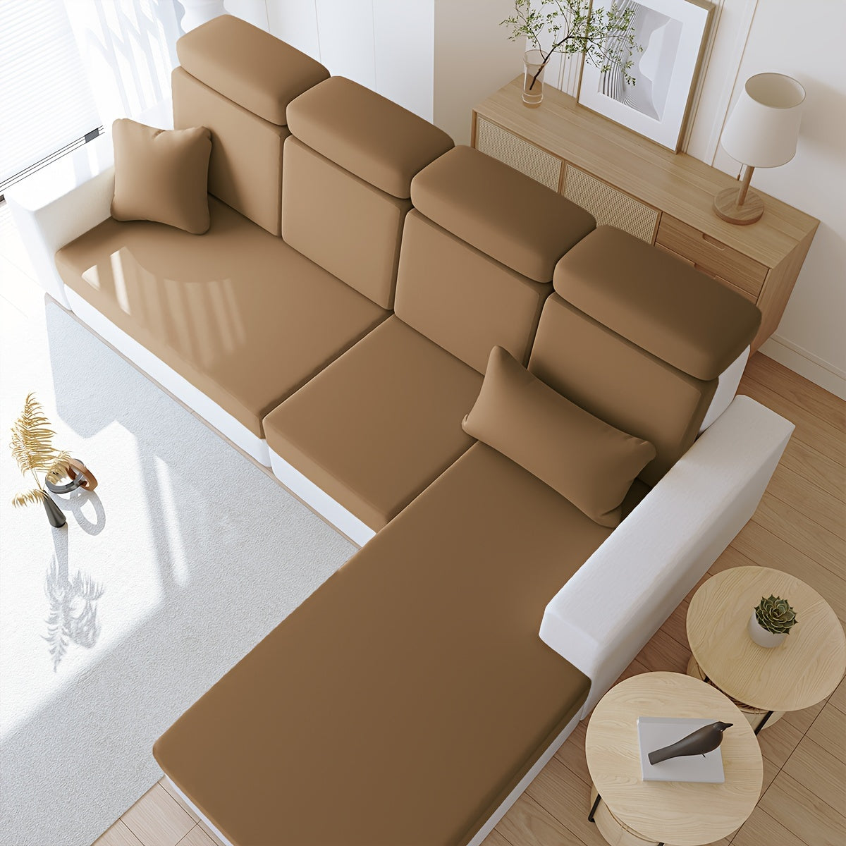 Однотонный эластичный чехол для подушки, устойчивый к загрязнениям.