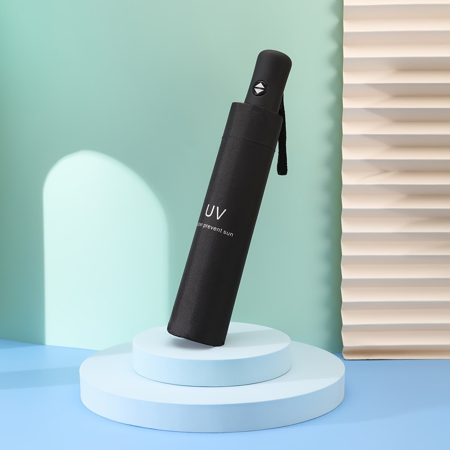 UV Protection Folding Umbrella Automatic Open 8 Ribs Pongee Pongee Black