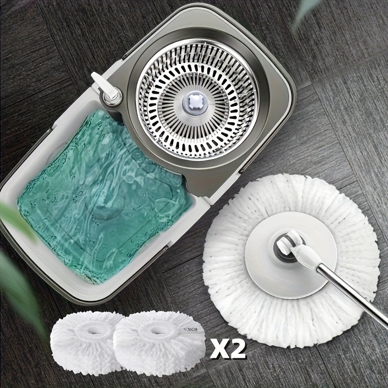Home Mop and Bucket Set with Rotatable Mop and Double Floor Cleaning System