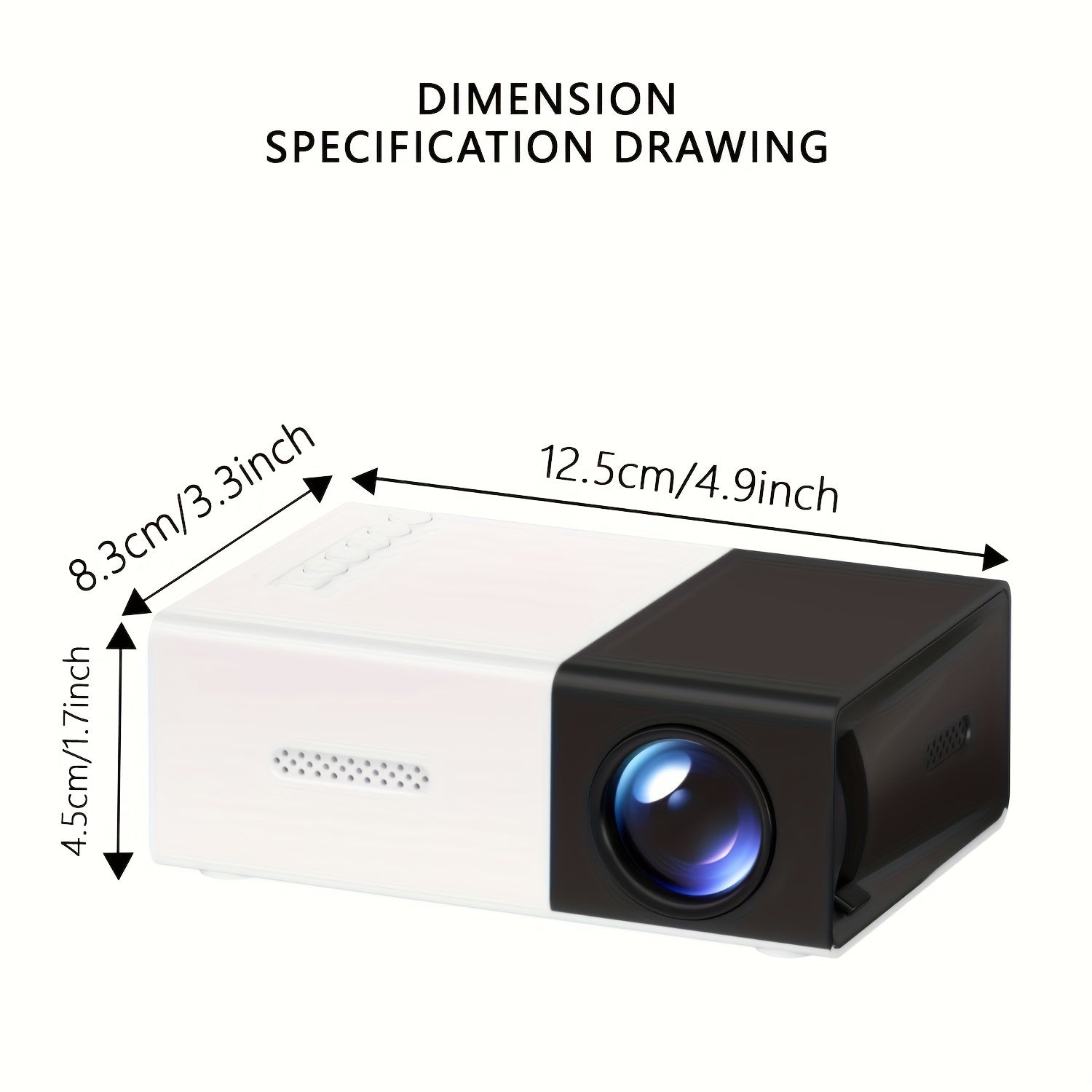 Mini HD Projector 1080P Wall Projection Portable with USB AV SD Card Ports