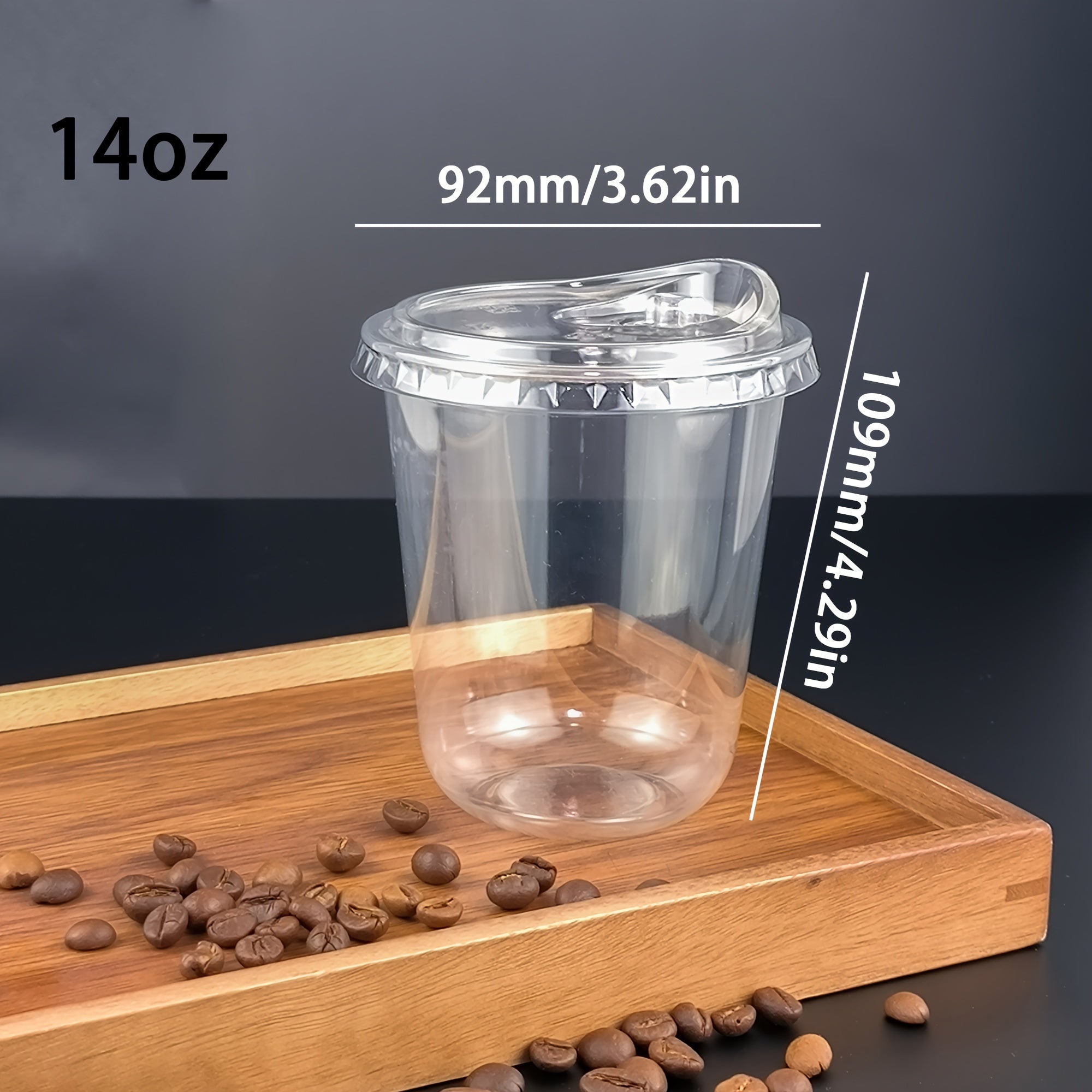 50 Pack Clear Disposable PET Plastic Cups with Lids for Coffee and Drinks