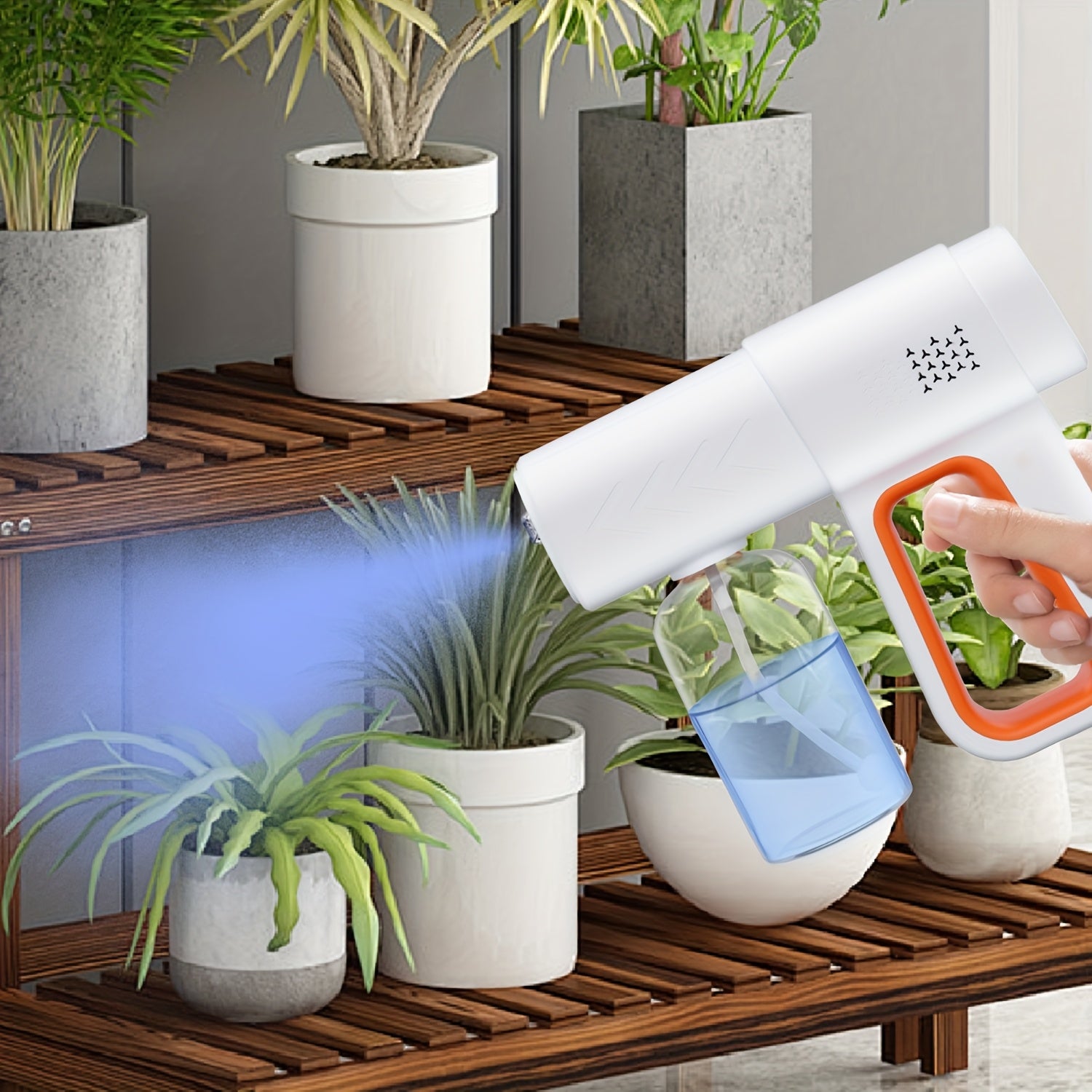 Handheld Nano Blue Light Disinfection Spray Gun with Anti-Clog Nozzle and Large Fog Volume