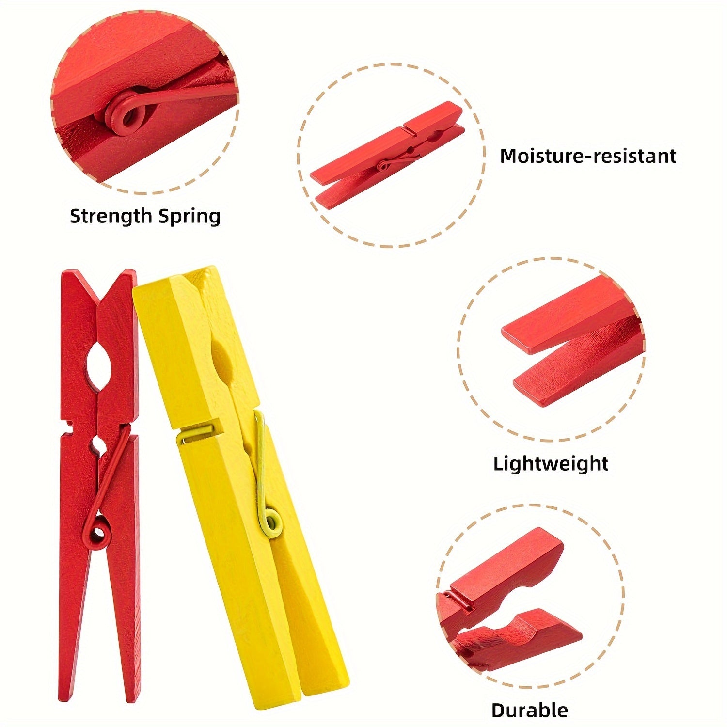 Mustahkam Yog'och Kiyim Qisqichlari - 7.19 sm, 9 Ta Rangli - Qiyin Shartlar uchun Kiyim Qisqichlari, San'at va Qo'l Ishlari, va Kir yuvish - Rustga chidamli Yog'och Qisqichlar Sinf Xonasi Rasmlari va Boshqalar uchun