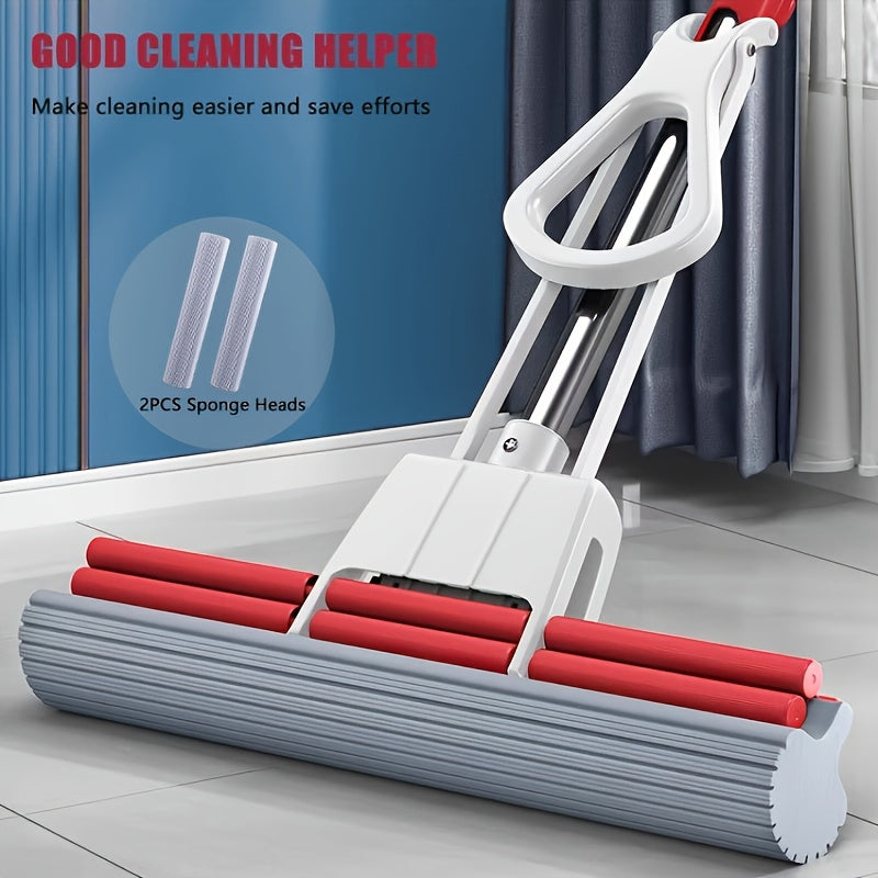 Uy tozalash uchun rezina mop - Qo'l bilan yuvish shart emas! Super singdiruvchi gubka mop 2 mop boshini o'z ichiga oladi.