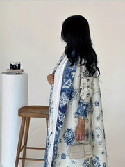 Abaya kaftan de talla grande para mujer con estampado floral, ajuste holgado, transpirable, para verano, temporada de capas