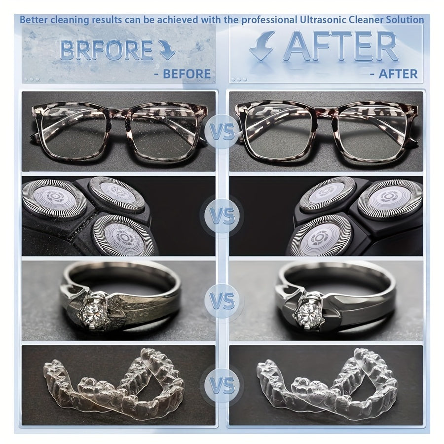 Yuqori chastotali ovoz to'lqini tozalash mashinasi, 360° chuqur tozalash uchun turli xil buyumlar, 220-240V, Evropa ulagichi