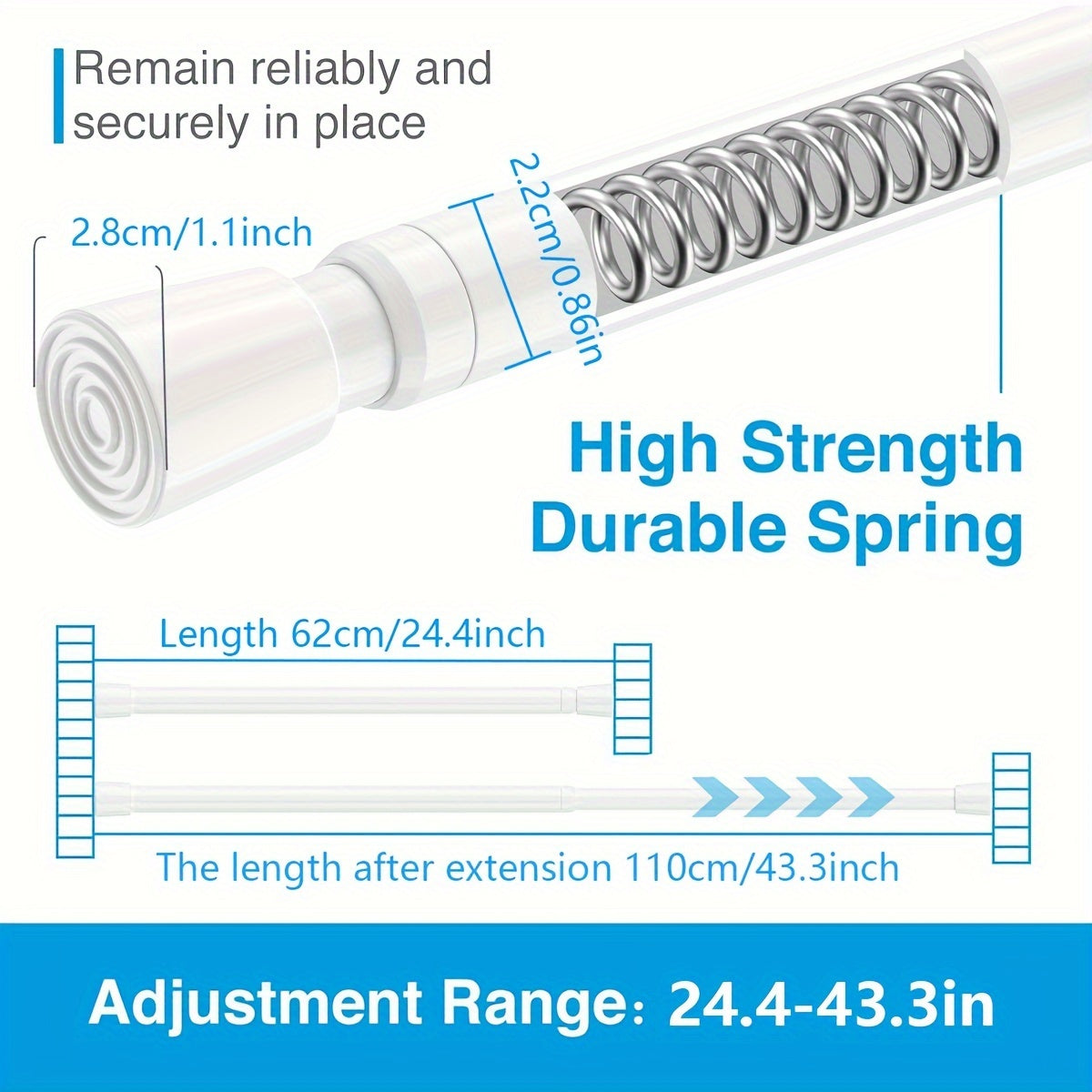 Telescopic Curtain Rod for Shower Clothes Drying Bathroom Accessories Adjustable Length