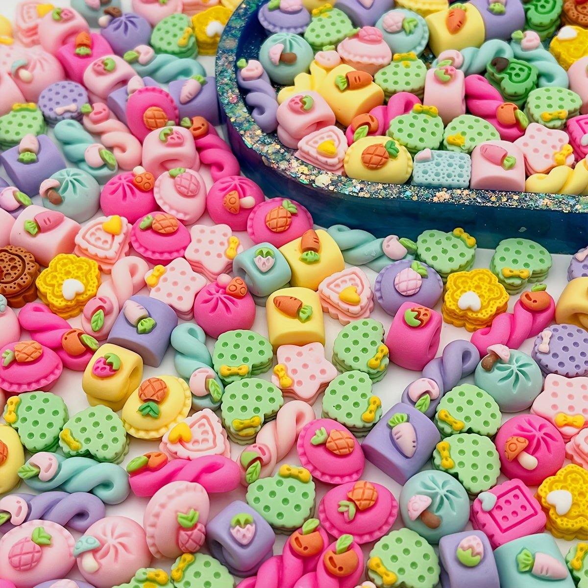 Set of 50 Kawaii Ice Cream Cone Resin Flatback Charms for Crafting Scrapbooking Phone Case Decoration Hair Clip Embellishments