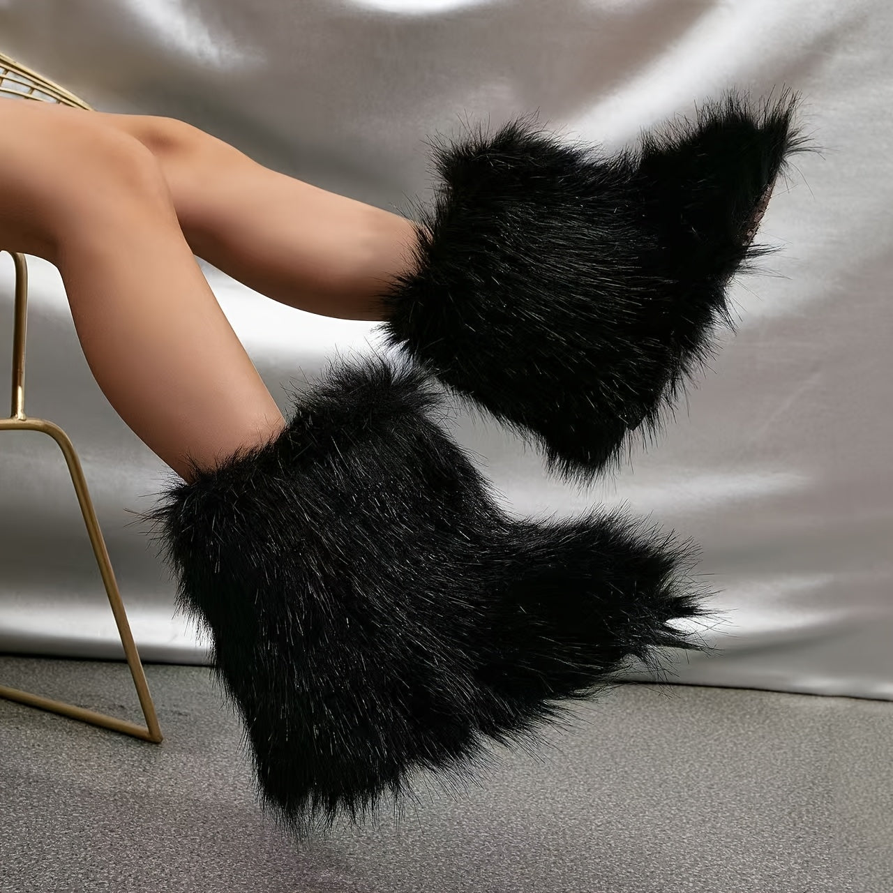 Женские зимние сапоги на меху с плюшевой подкладкой, утеплённые, до середины икры