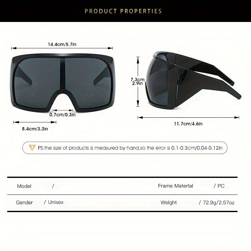 Erkaklar uchun futuristik atrofga o‘raladigan quyosh ko‘zoynaklari, katta egilgan linzali