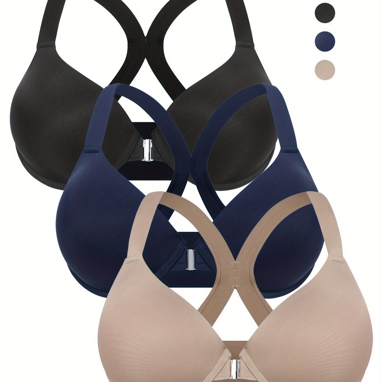 Plus Size Women's T-Shirt Bras Pack Soft Nylon Racerback Wide Strap Lingerie