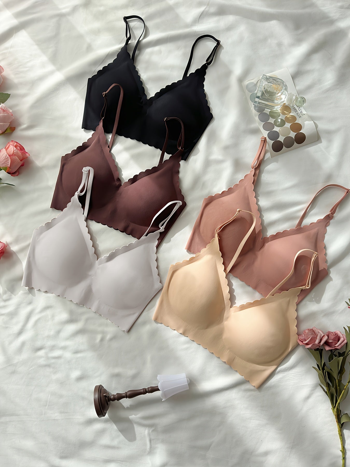 Women's Seamless Bralette with Removable Pads Wire-Free Solid Color Stretchy Nylon Spandex