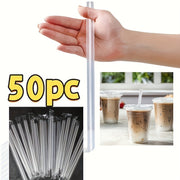 Pack of 50 Large Transparent Drinking Straws for Milk Tea and Parties
