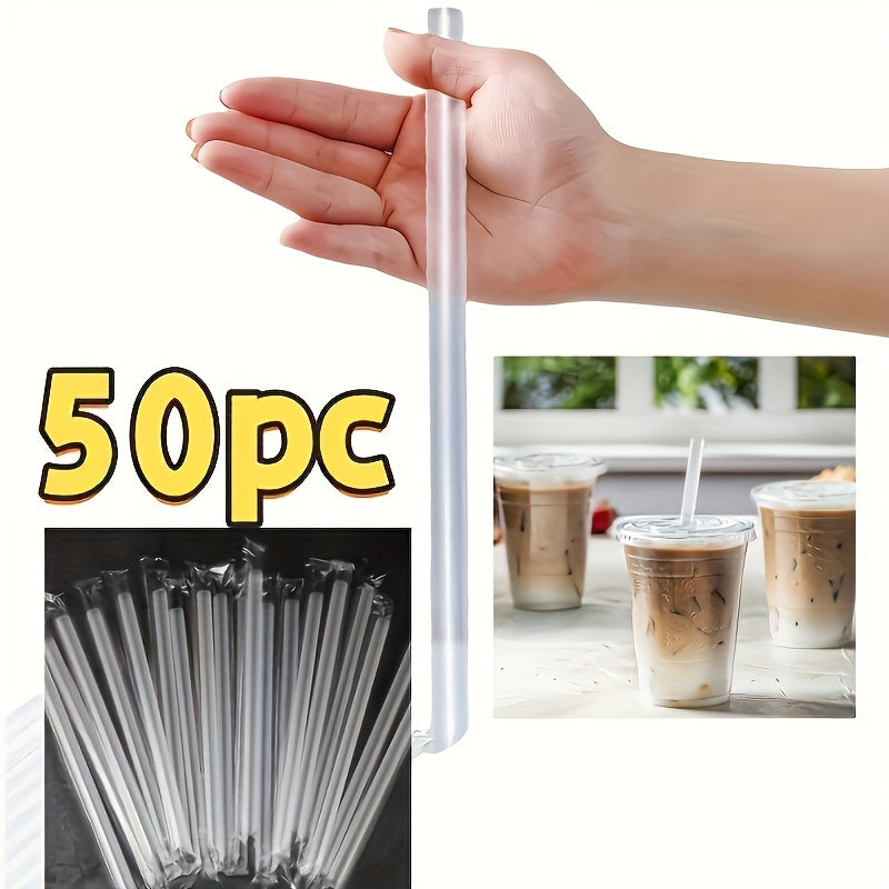 Pack of 50 Large Transparent Drinking Straws for Milk Tea and Parties