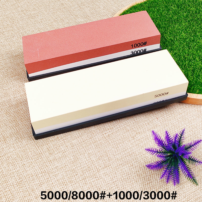 Juego de piedra de afilar de 2 piezas con base de bambú antideslizante y pinza para cuchillos de cocina