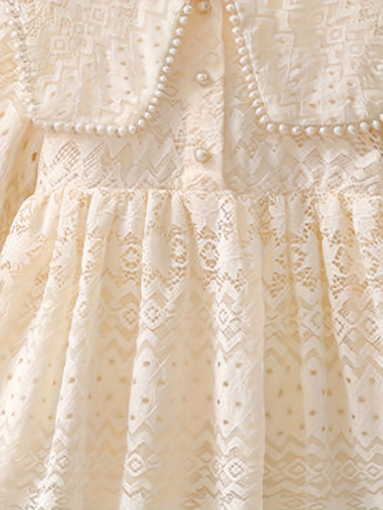 Girls' Long Sleeve Lace Dress Solid Color Flared Polyester All Seasons