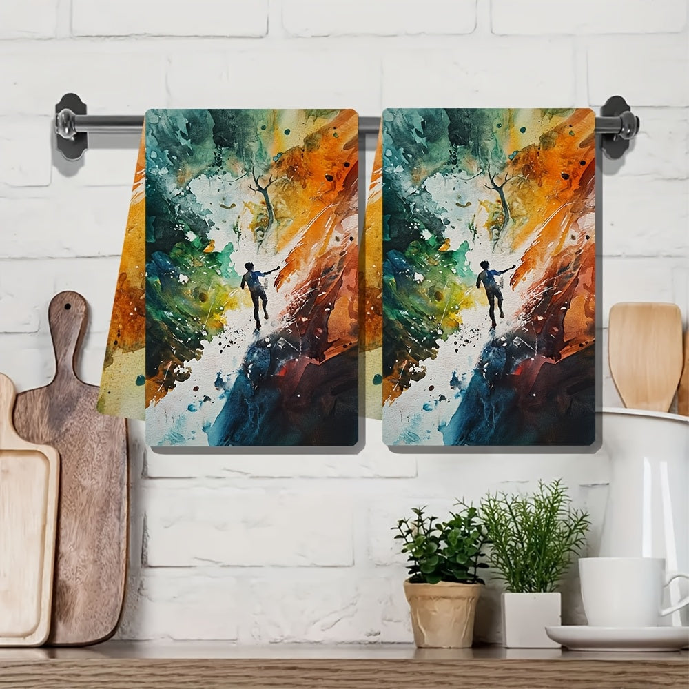 Vibrant Abstract Art Kitchen Towels 40x60cm Soft Absorbent Machine Washable