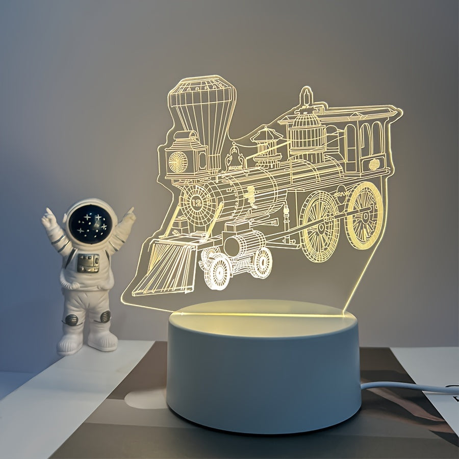 3D Train Night Light LED Warm Light for Bedroom Study Gaming Room Gift