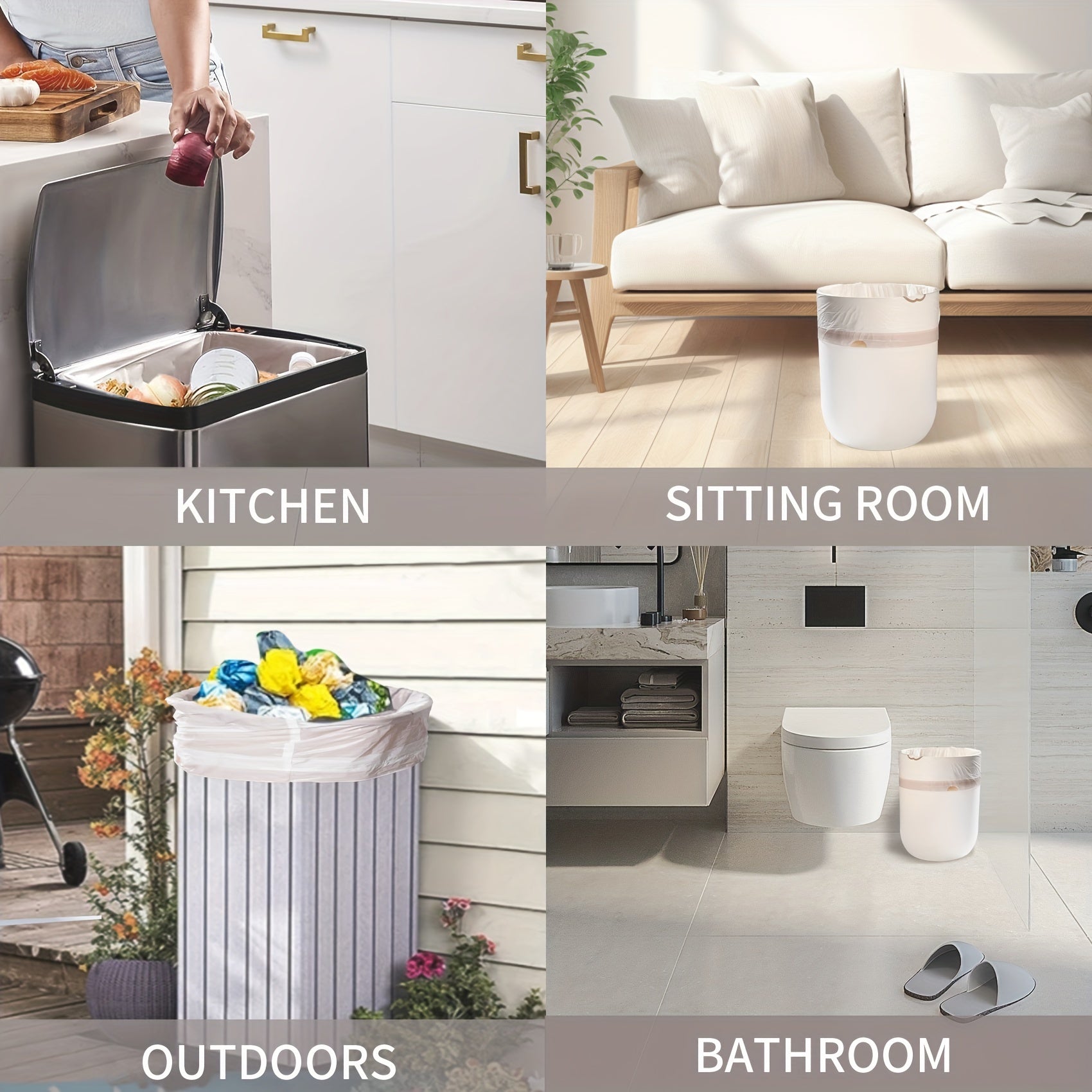 Mustahkam 13-gallonli tortma ipli axlat qoplari - yirtilishga chidamli, o'z-o'zidan muhrlanadigan yuqori qismi, turli xonalar va ochiq joylar uchun keng plastik chiqindi qoplari - uy uchun qulay tozalash yechimi