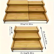 Bamboo Spice Rack 3 Tiers Adjustable Countertop Organizer Kitchen Storage