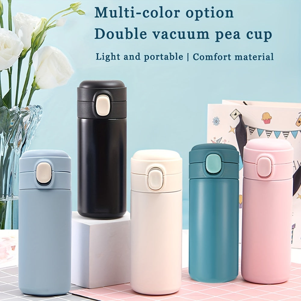 Maxsus lazer bilan o'yilgan matnli zanglamas po'latdan yasalgan suv shishasi, o'lchamlari 7-320ml/11-420ml, qulay foydalanish uchun ko'tariladigan qopqoq, sport va sayohat uchun ideal.